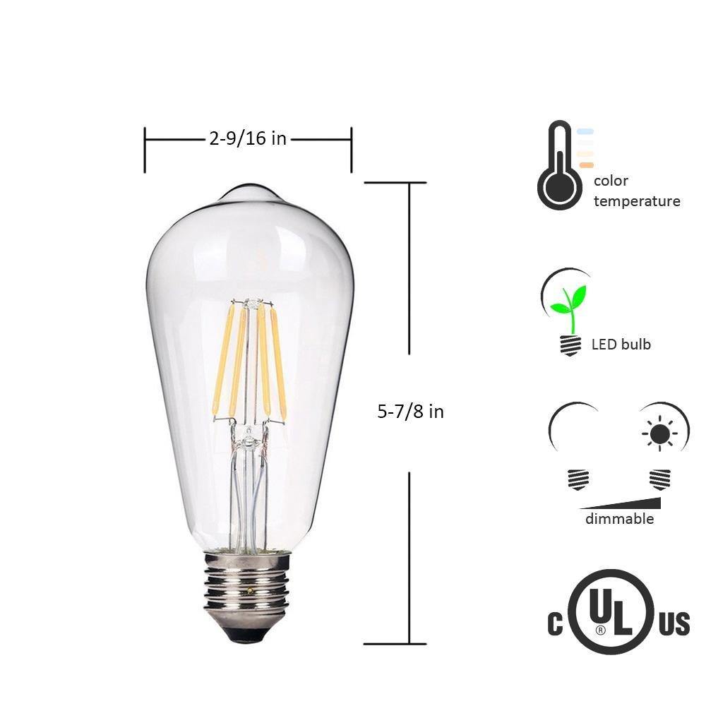 St64 Led Bulb Drawing.pdf Edison ST64 Vintage Style 40 Watt Equivalent Warm White Dimmable LED ...