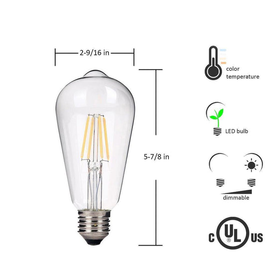 Edison ST64 Vintage Style 40 Watt Equivalent Warm White Dimmable LED ...